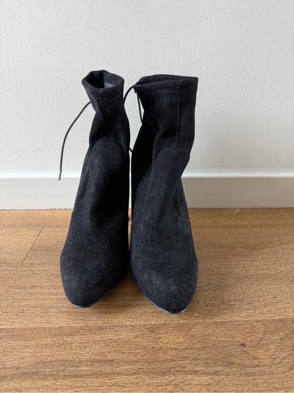Black Suede Pointed Toe Ankle Boots